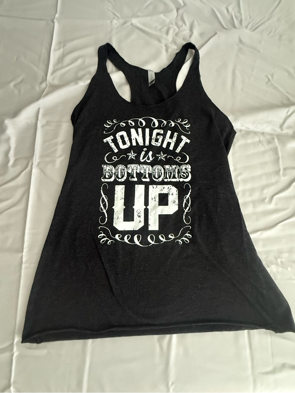 Black Graphic Racerback Tank Top - Tonight Is Bottoms Up